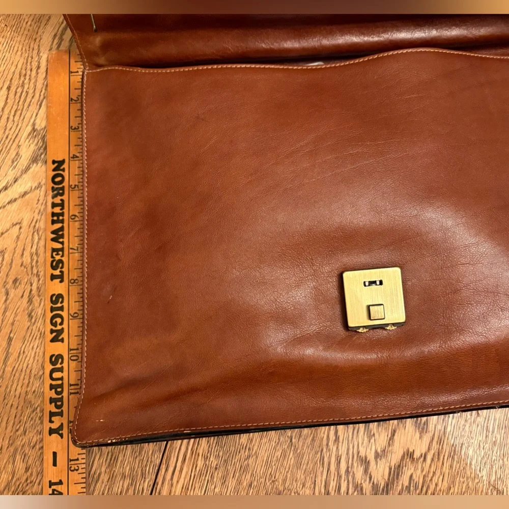 Vintage Nordstrom Portfolio Leather Lock Combination Function Briefcase